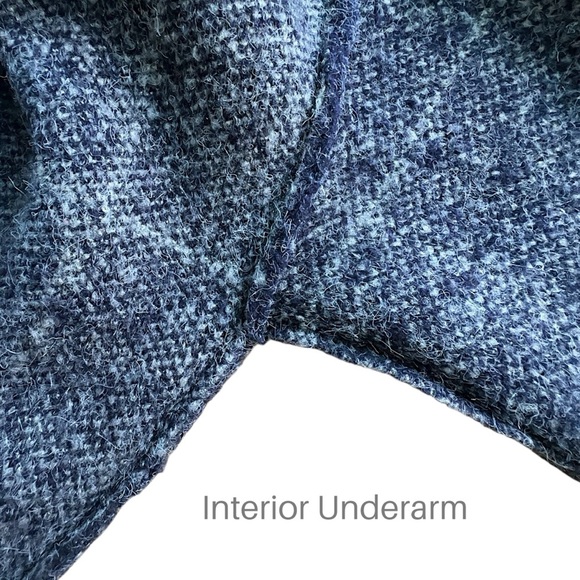 CYRUS | NWOT WINDOWPANE OPEN FRONT LONG SWEATER COAT NAVY BLUE & GRAY | LARGE - Picture 8 of 10